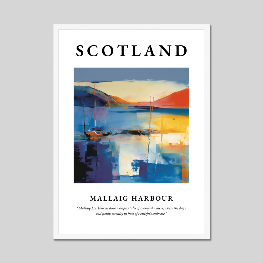 Poster in a white frame with the word Scotland