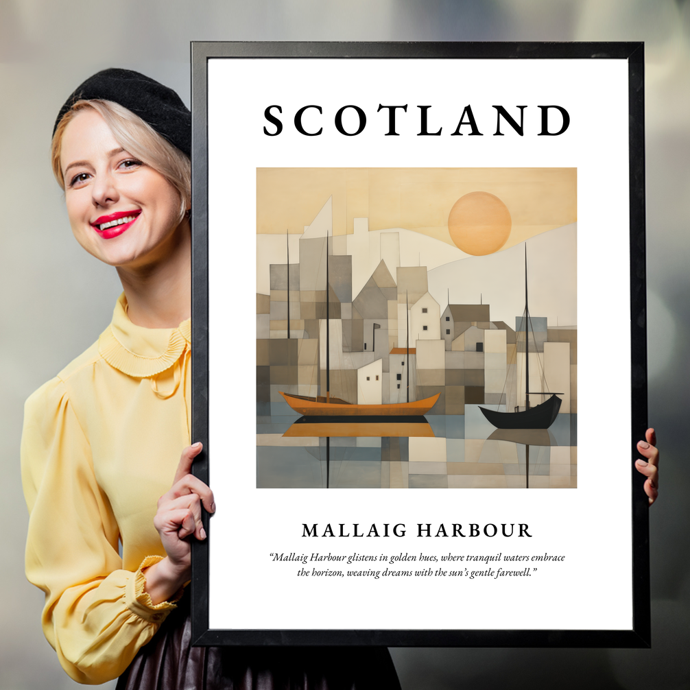 Person holding a poster of Mallaig Harbour