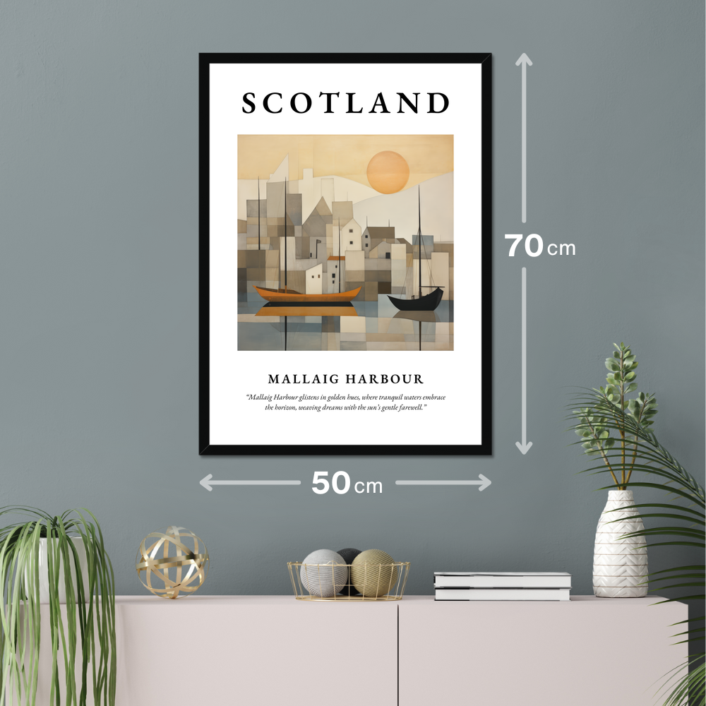 Poster of Mallaig Harbour hanging on a wall