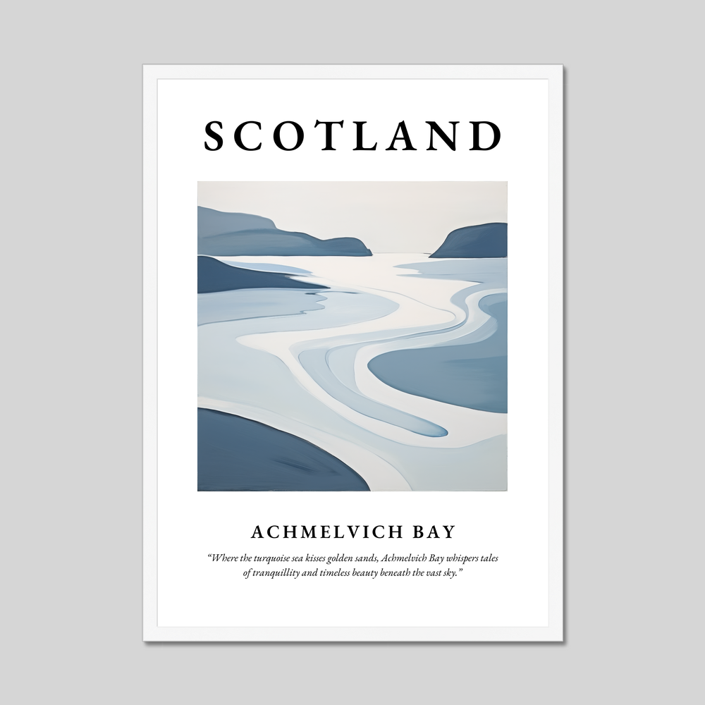 Poster in a white frame with the word Scotland