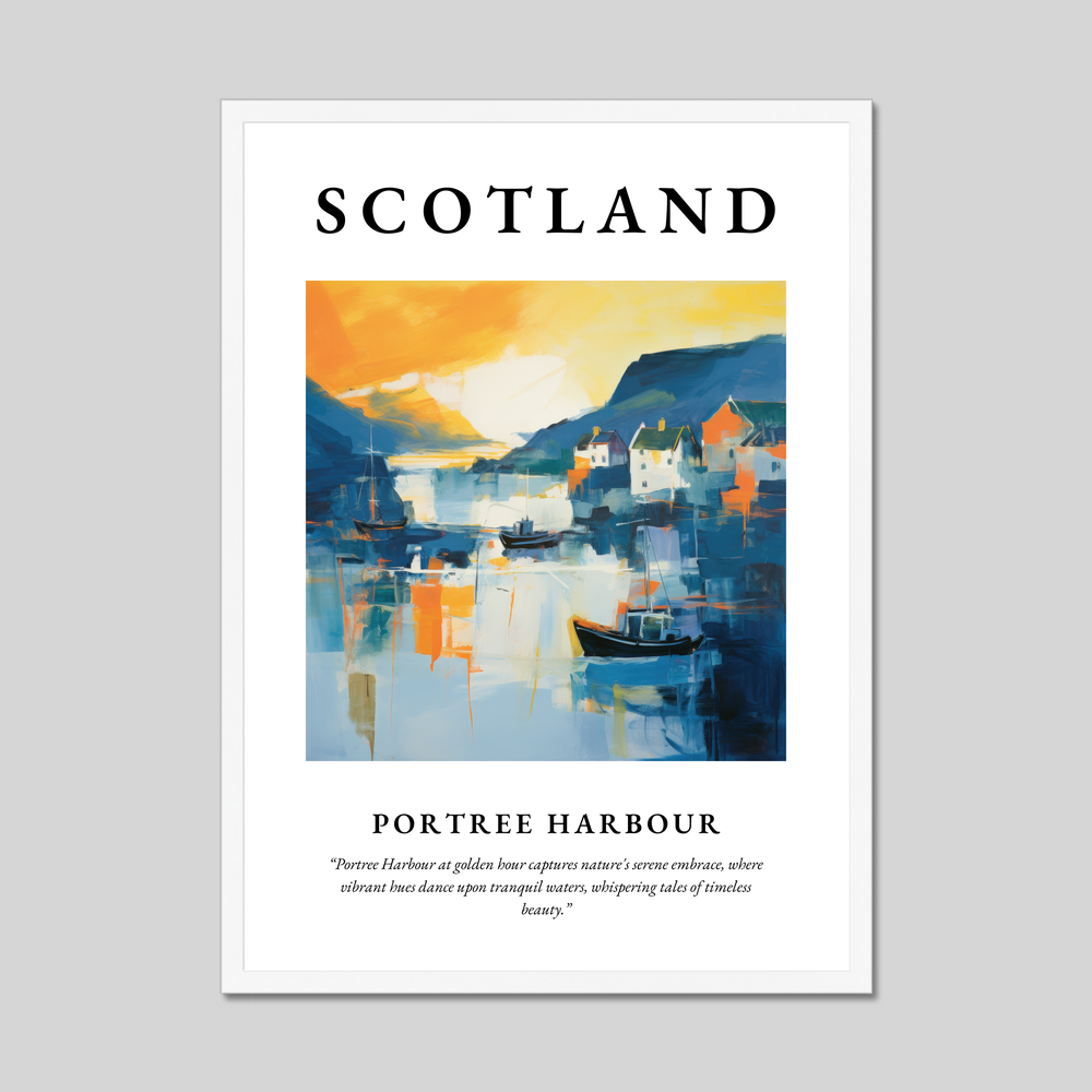 Poster in a white frame with the word Scotland