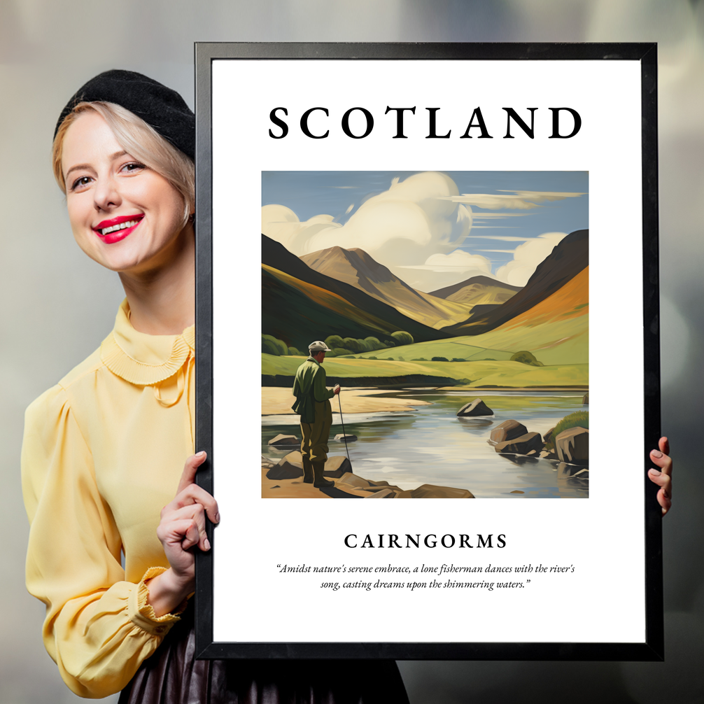 Person holding a poster of Cairngorms