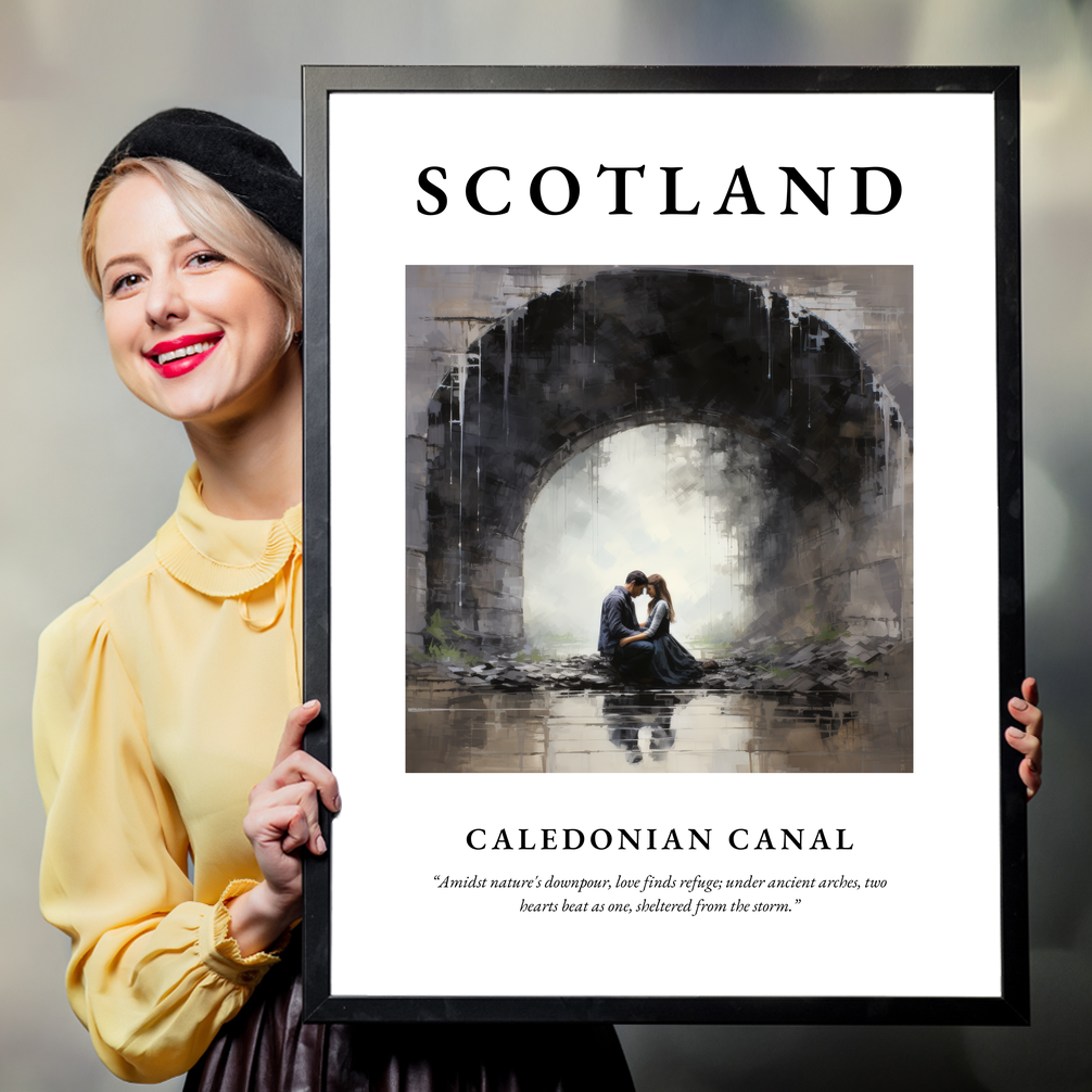 Person holding a poster of Caledonian Canal