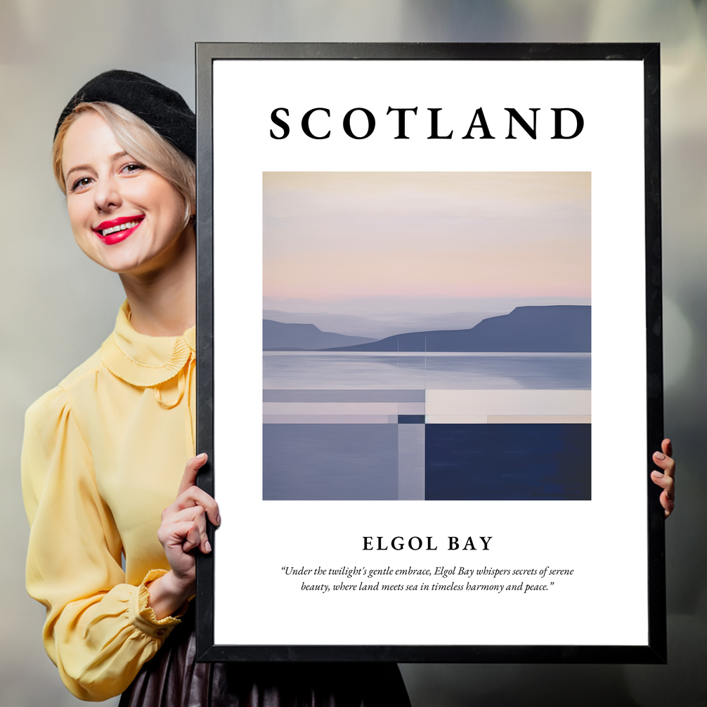 Person holding a poster of Elgol Bay