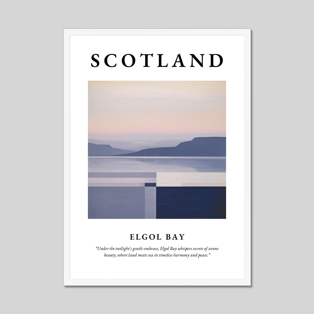 Poster in a white frame with the word Scotland