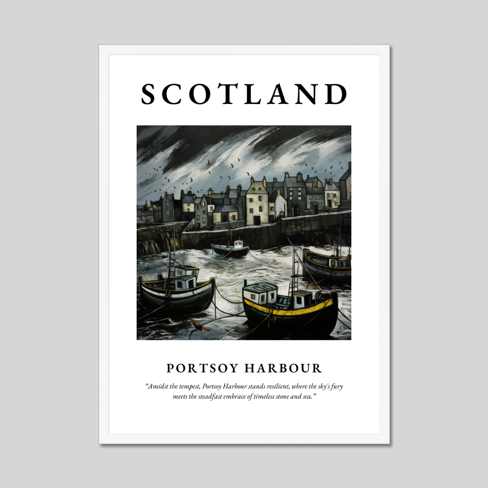 Poster in a white frame with the word Scotland