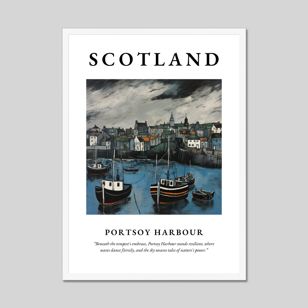 Poster in a white frame with the word Scotland