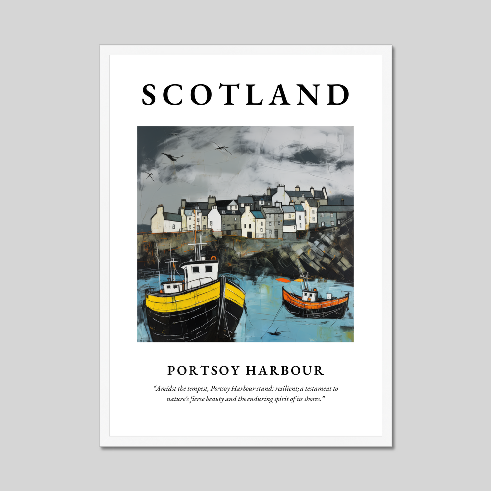 Poster in a white frame with the word Scotland