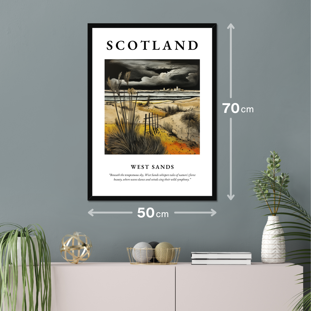 Poster of West Sands hanging on a wall