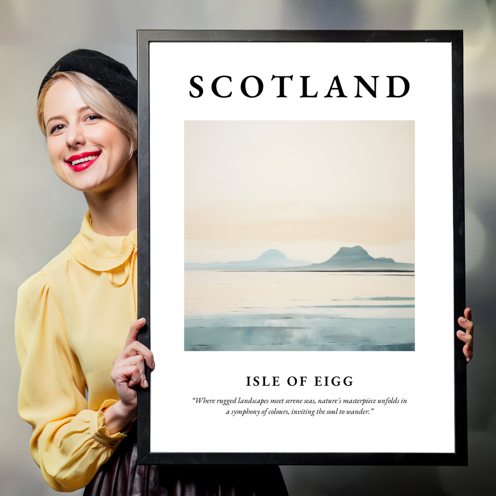 Person holding a poster of Isle of Eigg