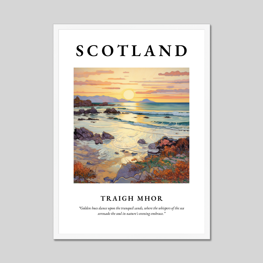 Poster in a white frame with the word Scotland