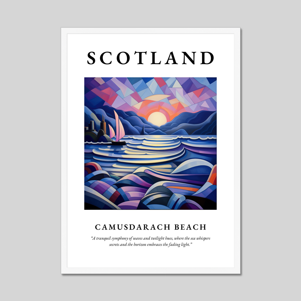 Poster in a white frame with the word Scotland