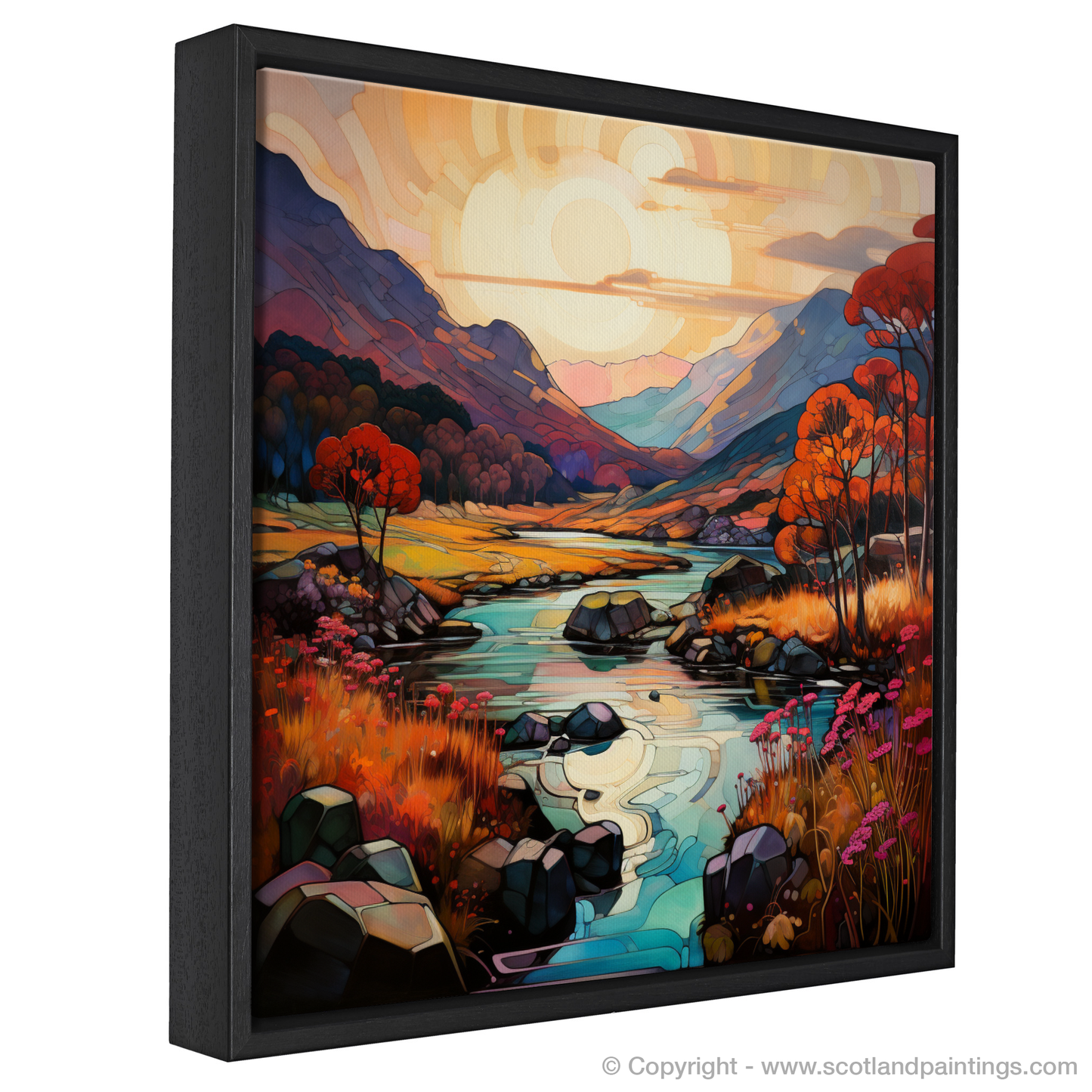 Autumn's Embrace in Glencoe - An Art Nouveau Tribute