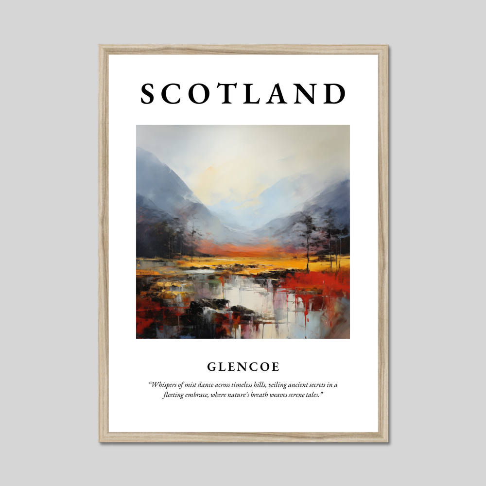 Poster in a natural frame with the word Scotland