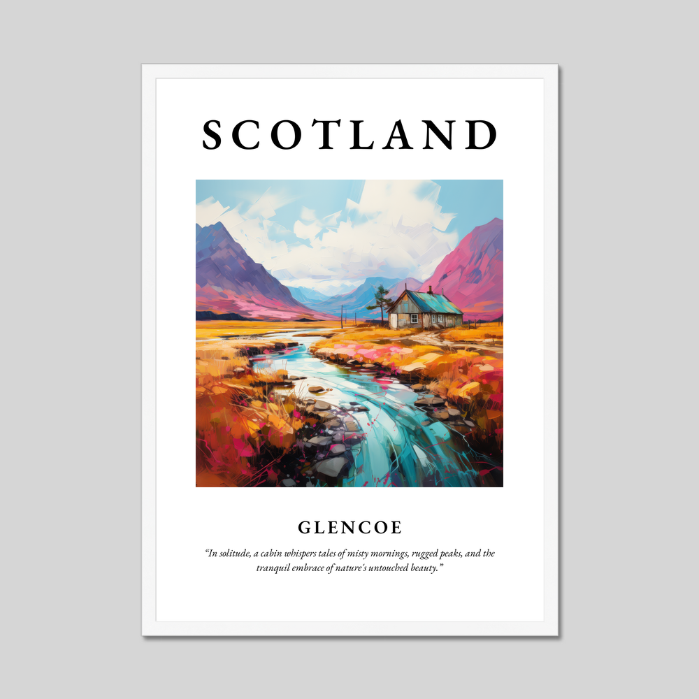 Poster in a white frame with the word Scotland