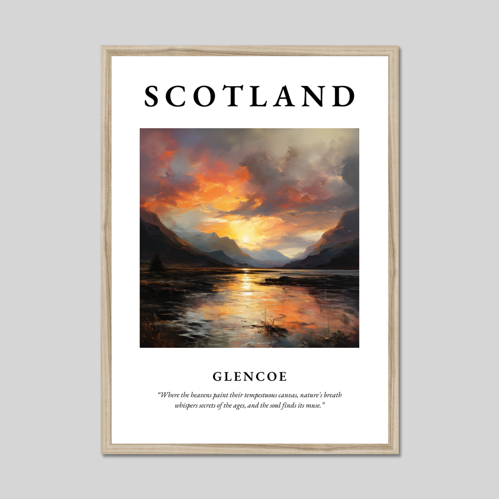 Poster in a natural frame with the word Scotland