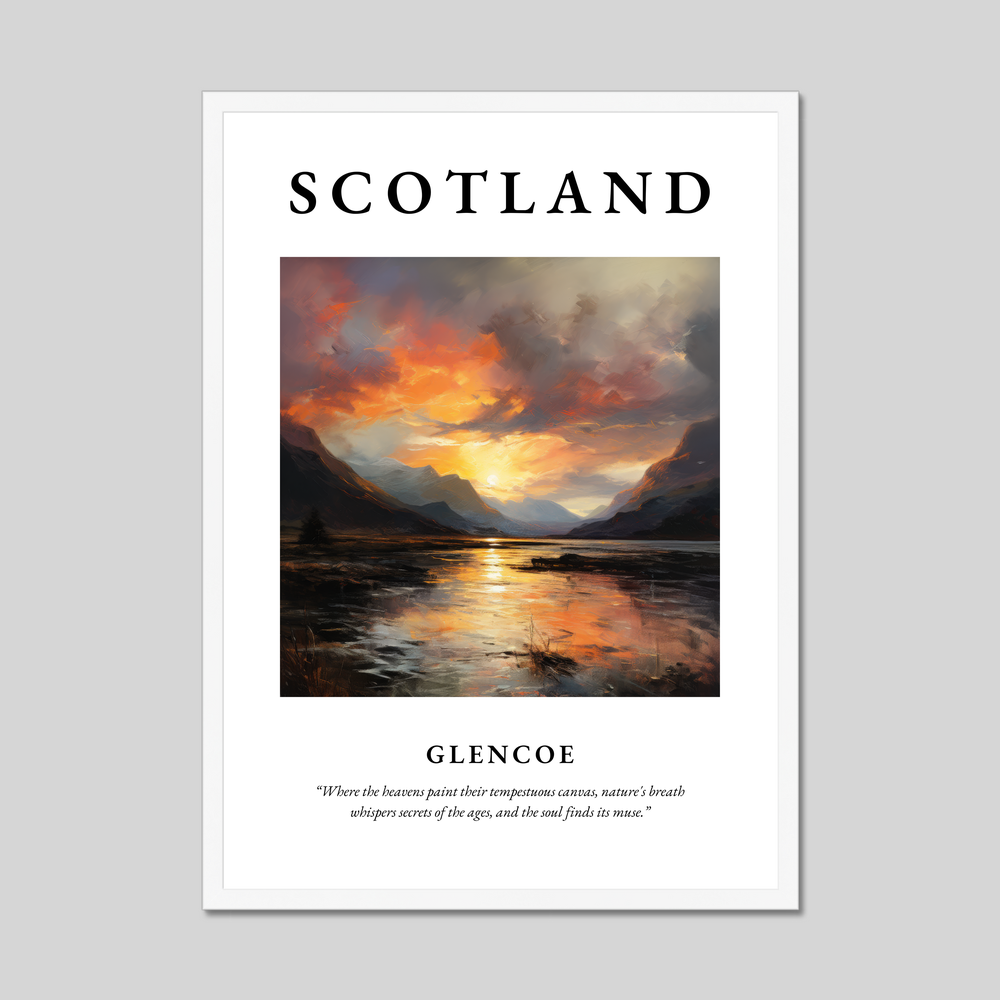 Poster in a white frame with the word Scotland
