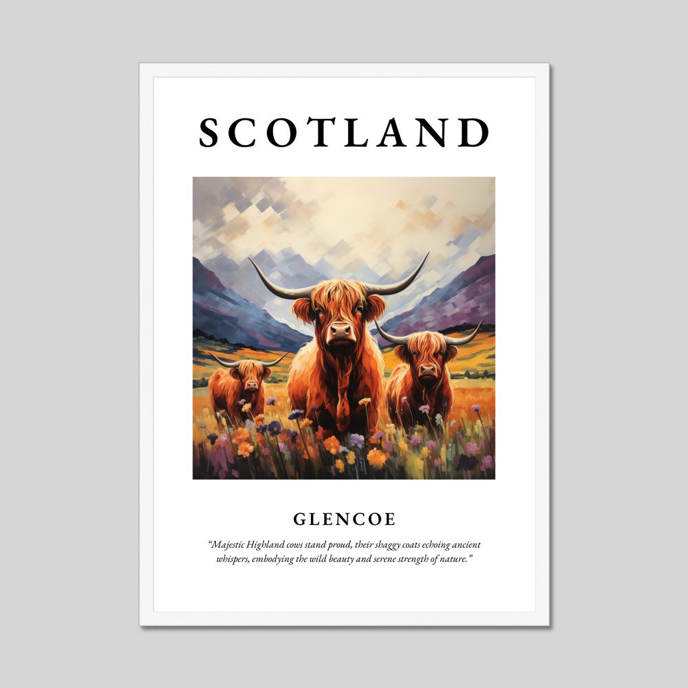 Poster in a white frame with the word Scotland