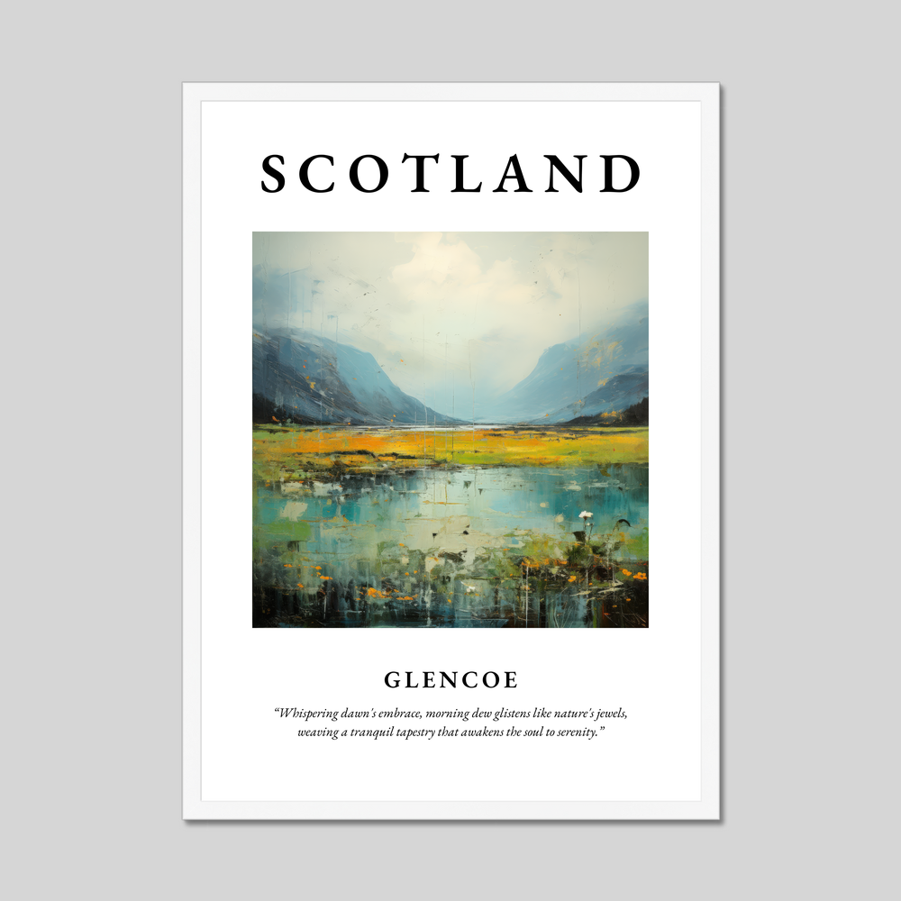 Poster in a white frame with the word Scotland