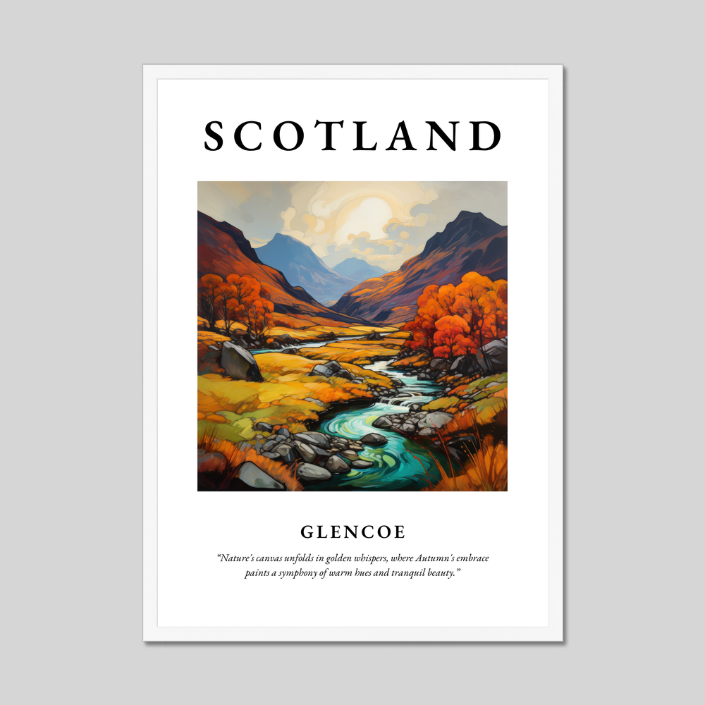 Poster in a white frame with the word Scotland