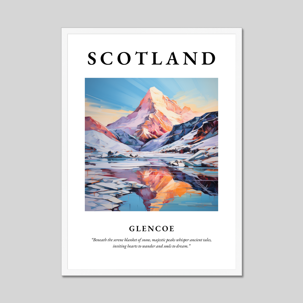 Poster in a white frame with the word Scotland