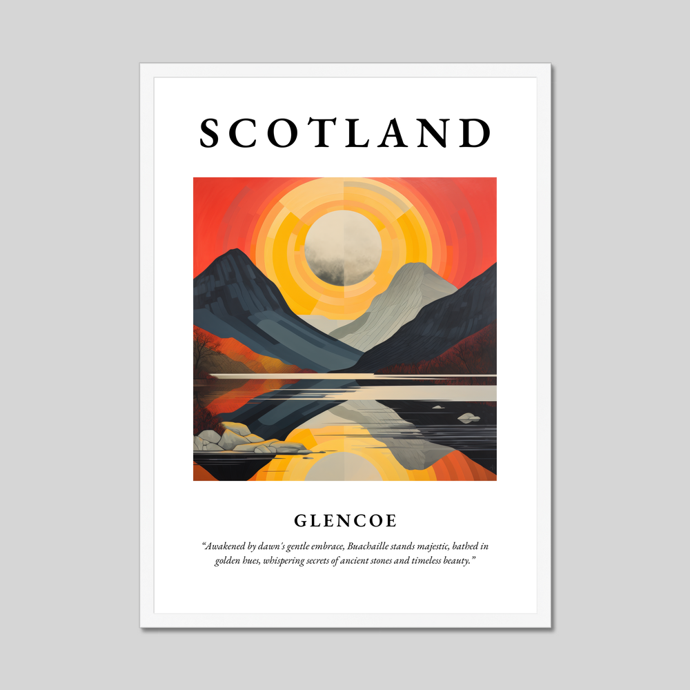 Poster in a white frame with the word Scotland