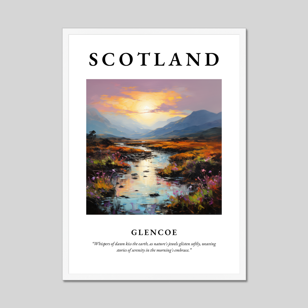 Poster in a white frame with the word Scotland