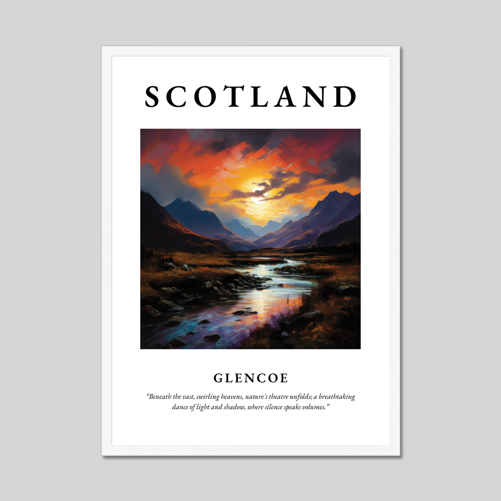 Poster in a white frame with the word Scotland