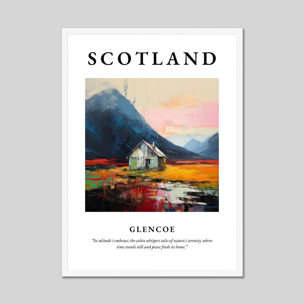 Poster in a white frame with the word Scotland