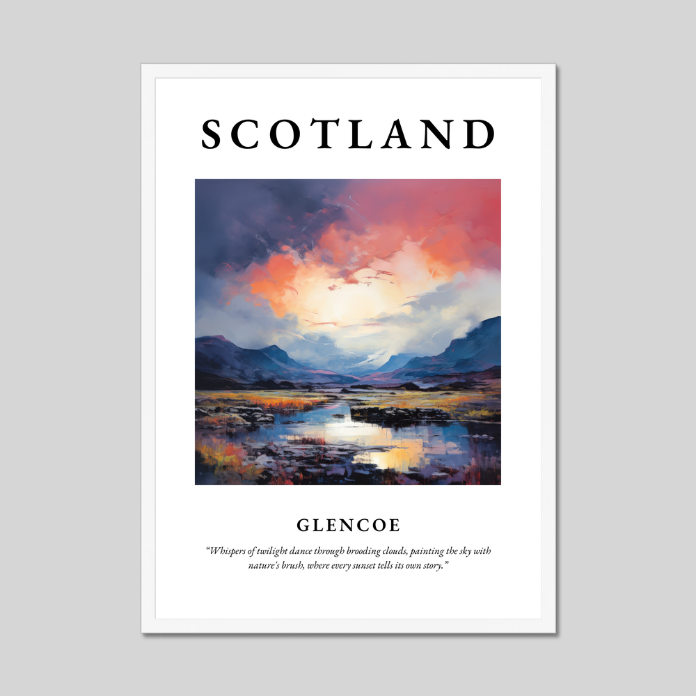 Poster in a white frame with the word Scotland