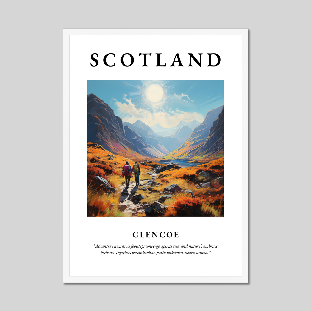 Poster in a white frame with the word Scotland