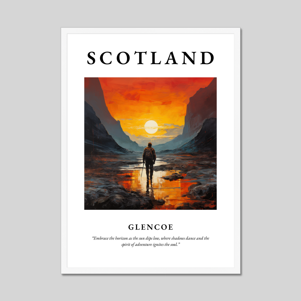 Poster in a white frame with the word Scotland