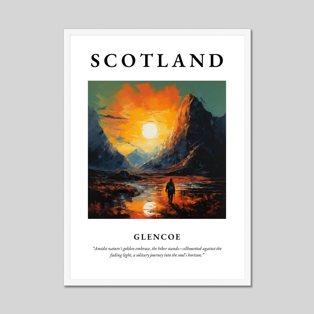 Poster in a white frame with the word Scotland
