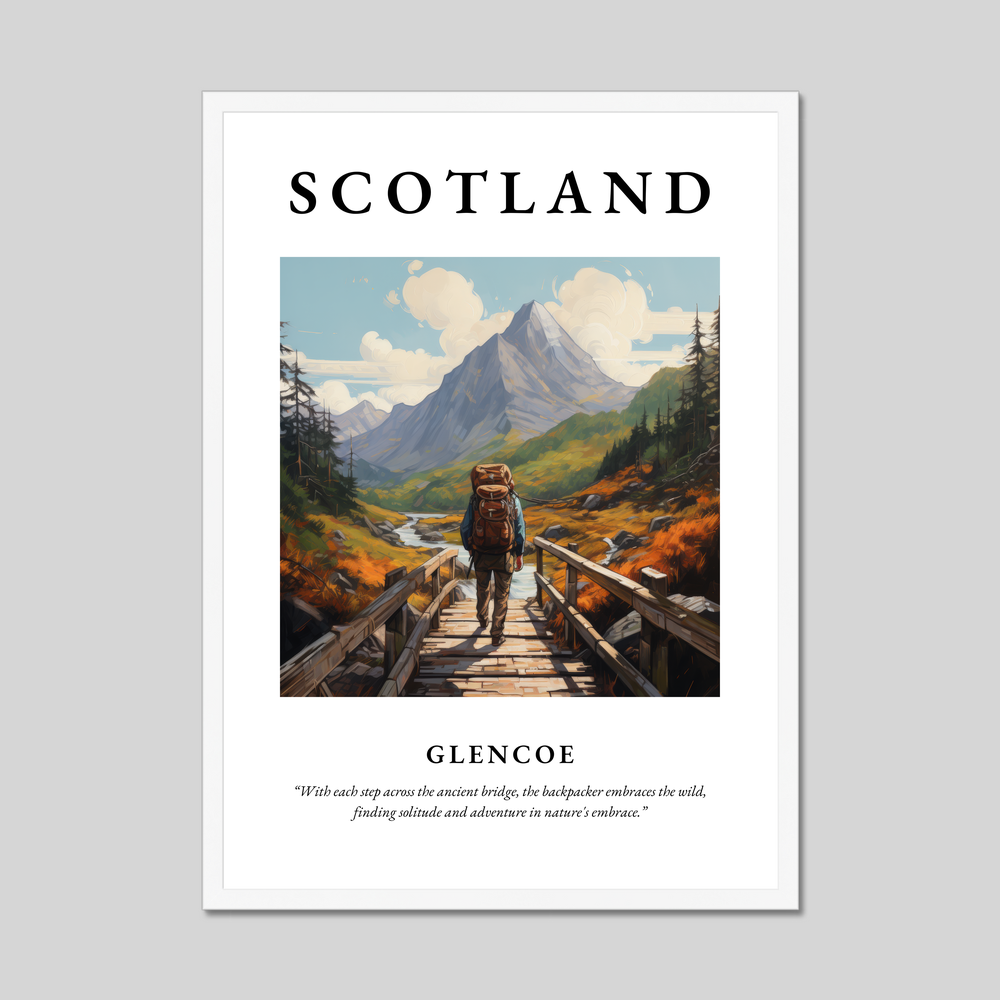 Poster in a white frame with the word Scotland