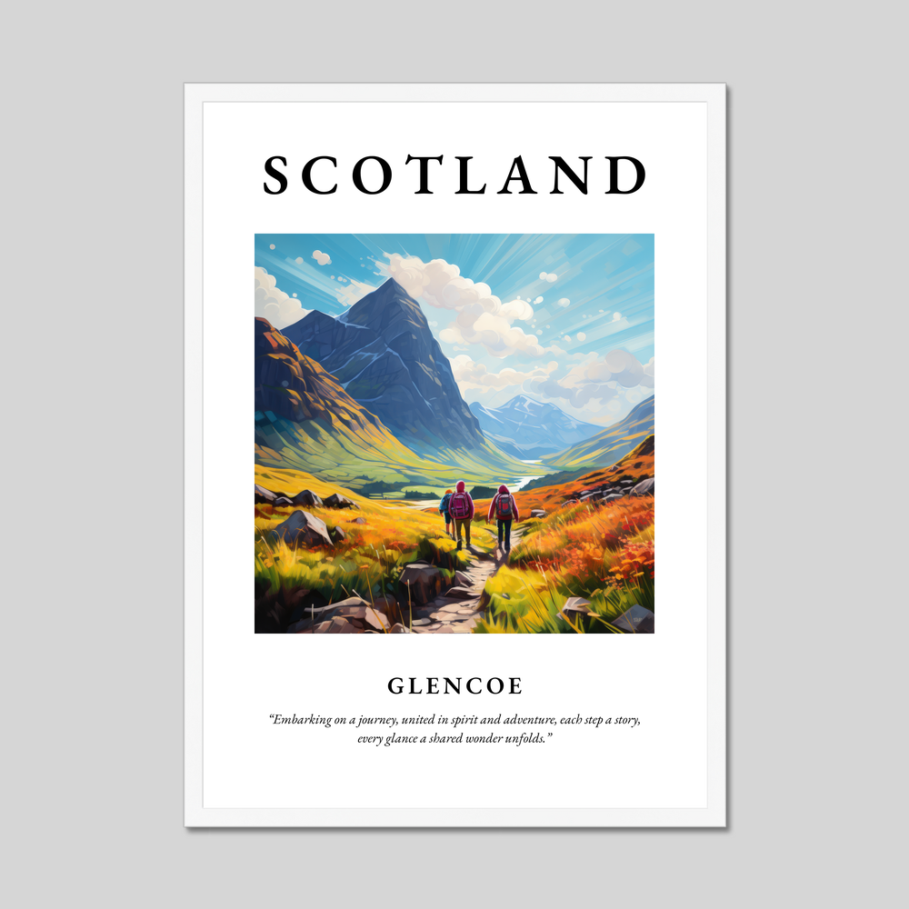 Poster in a white frame with the word Scotland