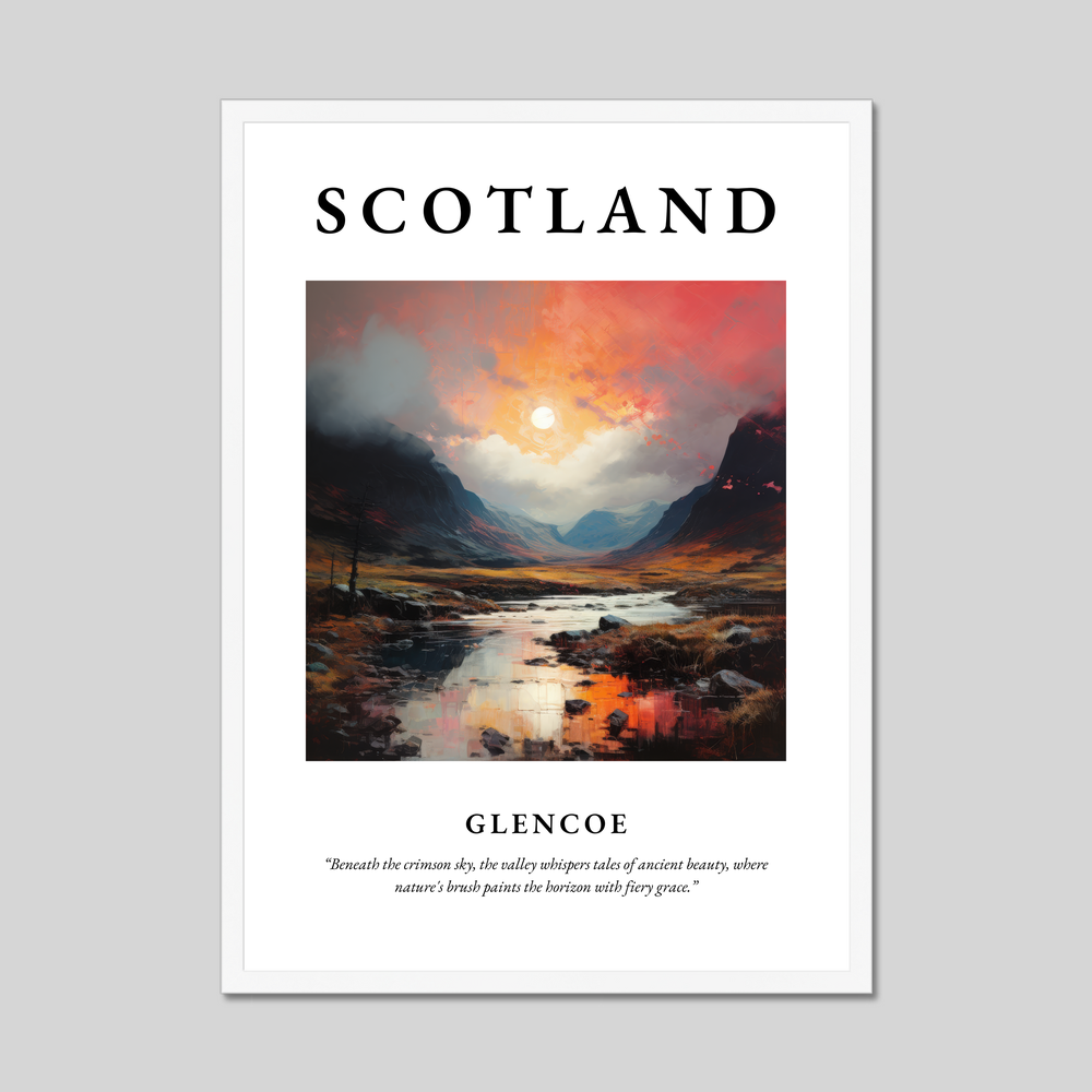 Poster in a white frame with the word Scotland