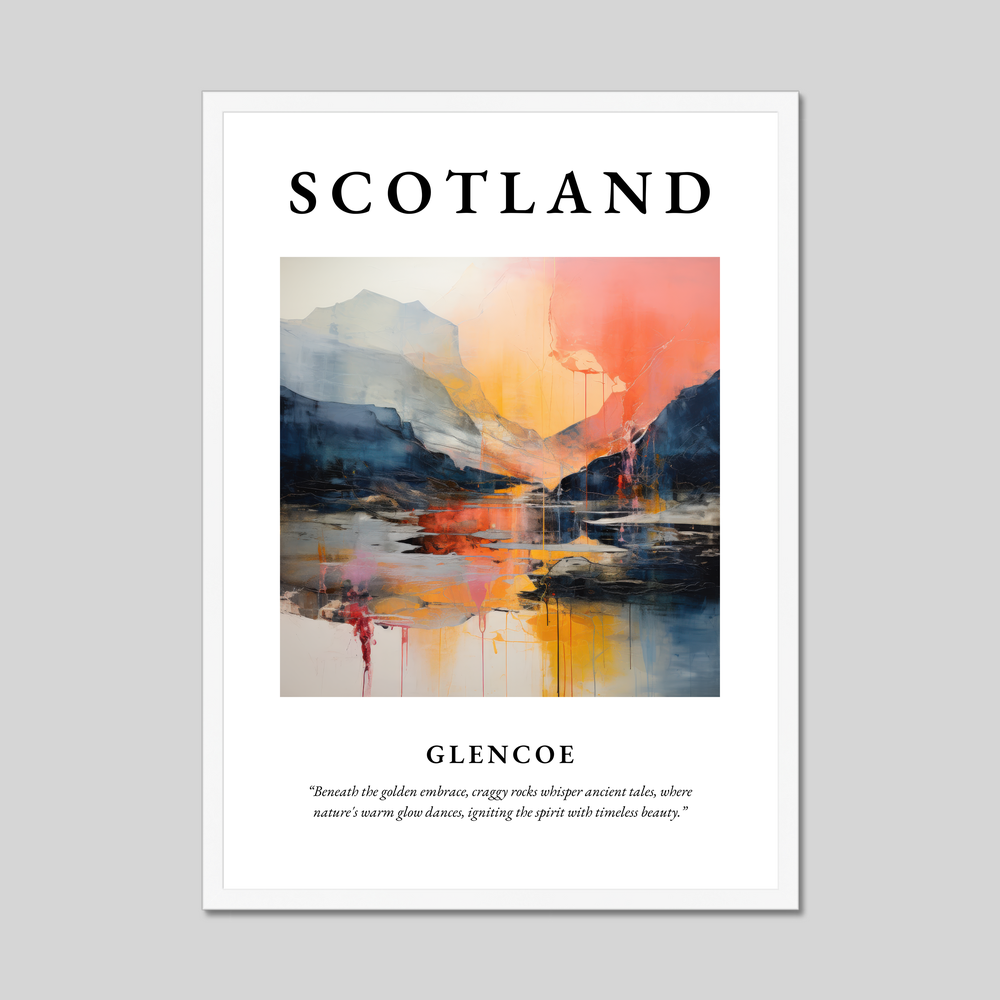 Poster in a white frame with the word Scotland