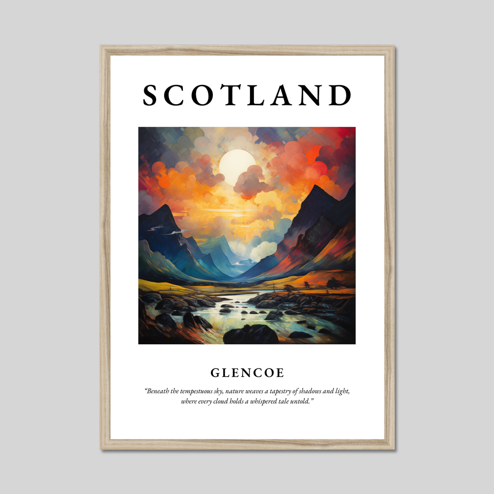 Poster in a natural frame with the word Scotland