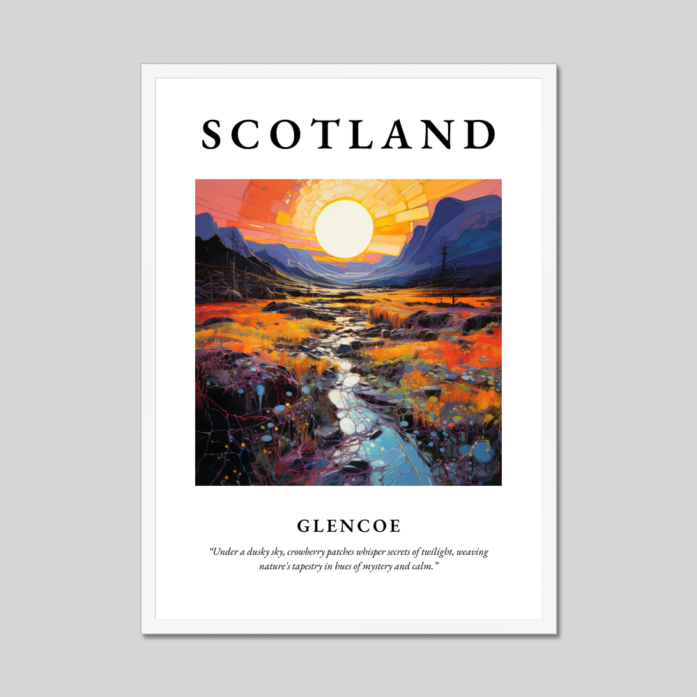 Poster in a white frame with the word Scotland