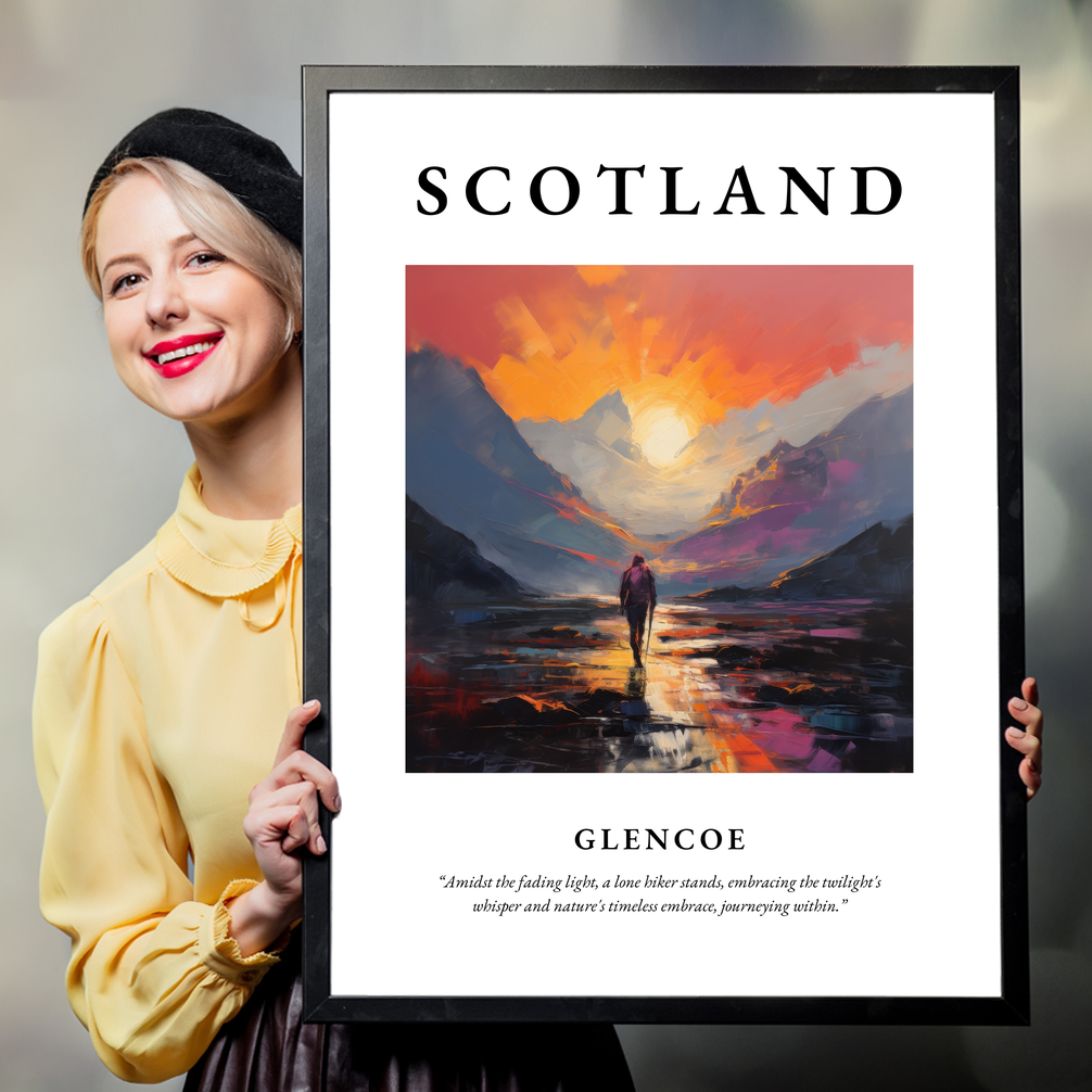 Person holding a poster of Glencoe