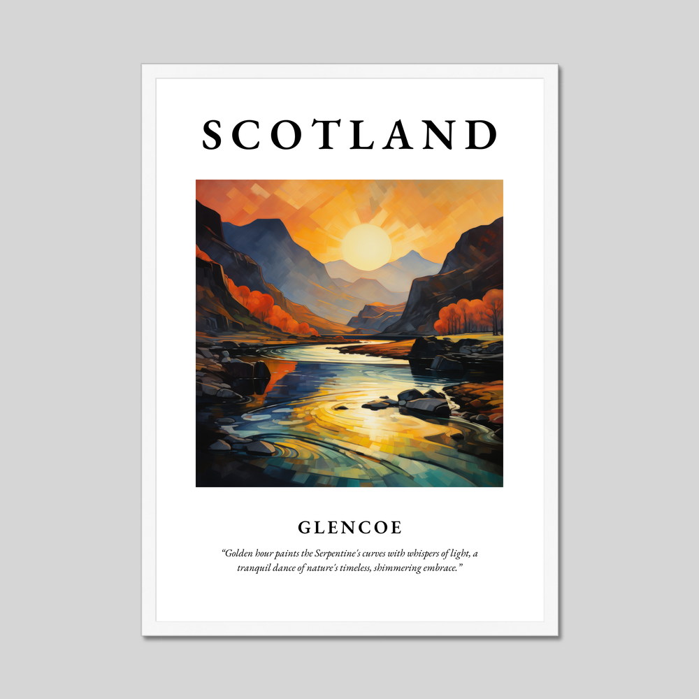 Poster in a white frame with the word Scotland