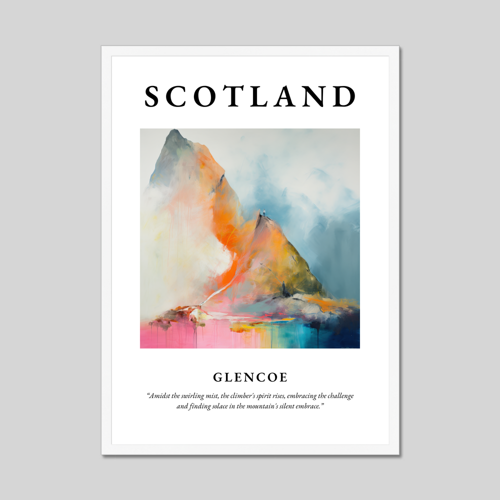 Poster in a white frame with the word Scotland