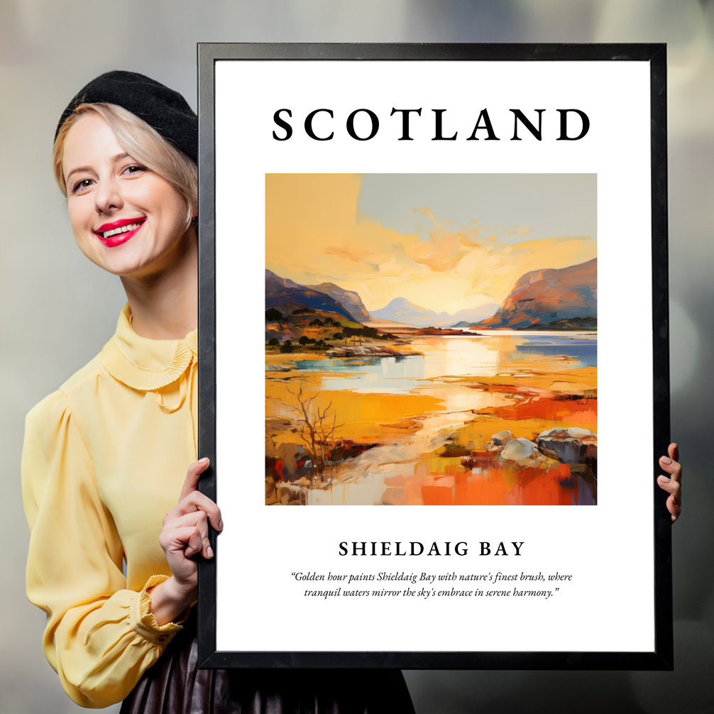 Person holding a poster of Shieldaig Bay