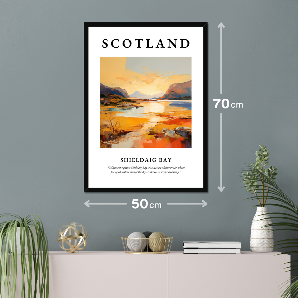 Poster of Shieldaig Bay hanging on a wall
