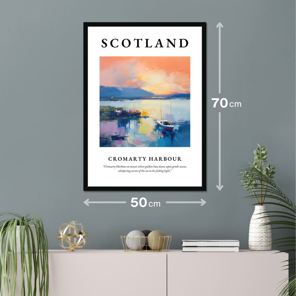 Poster of Cromarty Harbour hanging on a wall