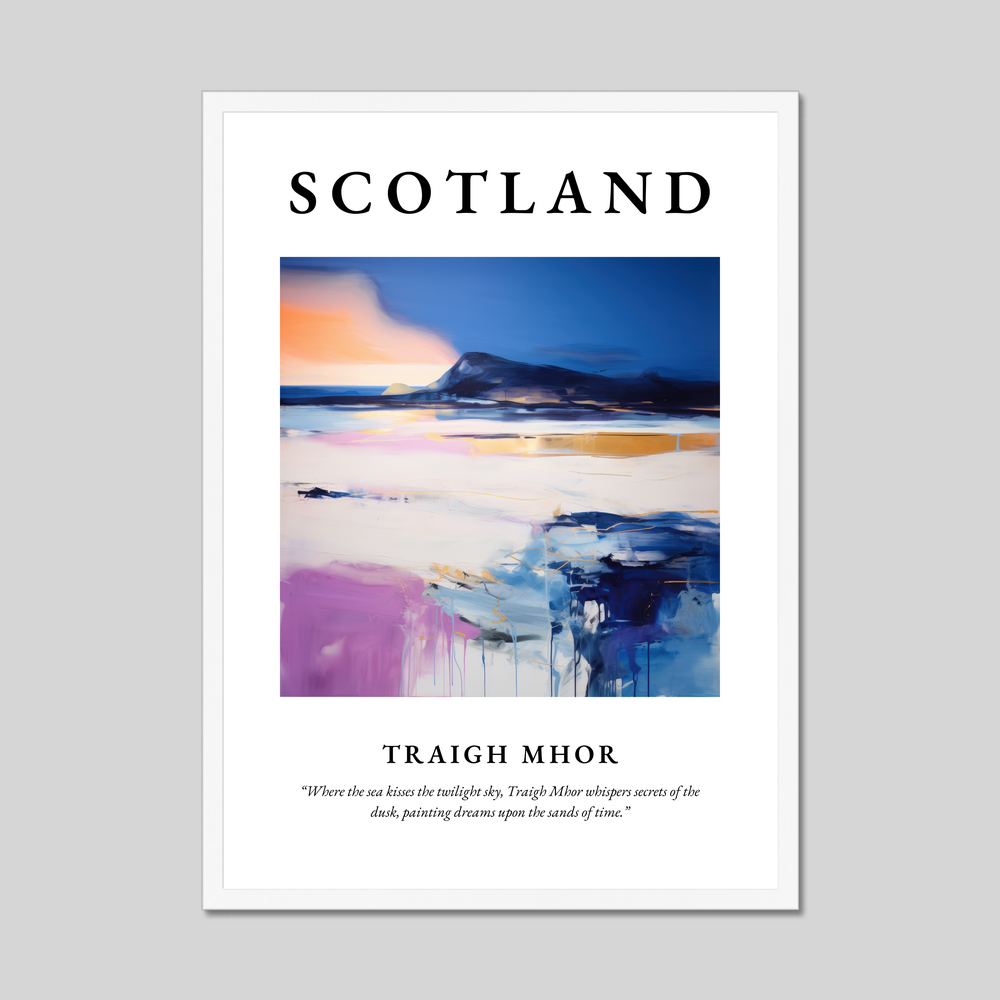 Poster in a white frame with the word Scotland