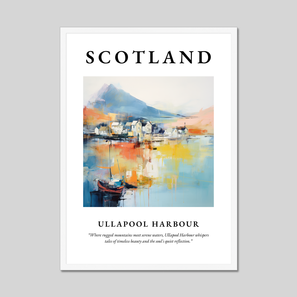 Poster in a white frame with the word Scotland