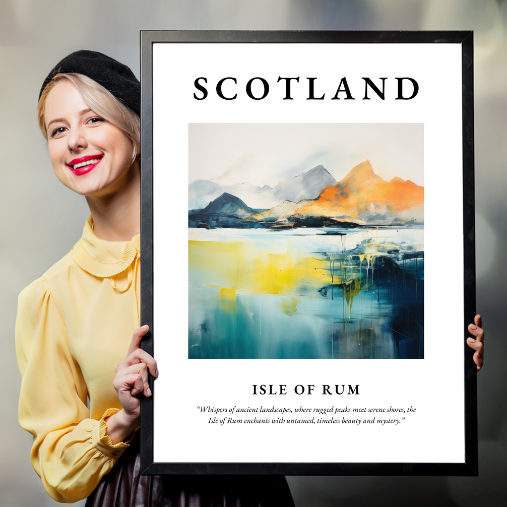 Person holding a poster of Isle of Rum