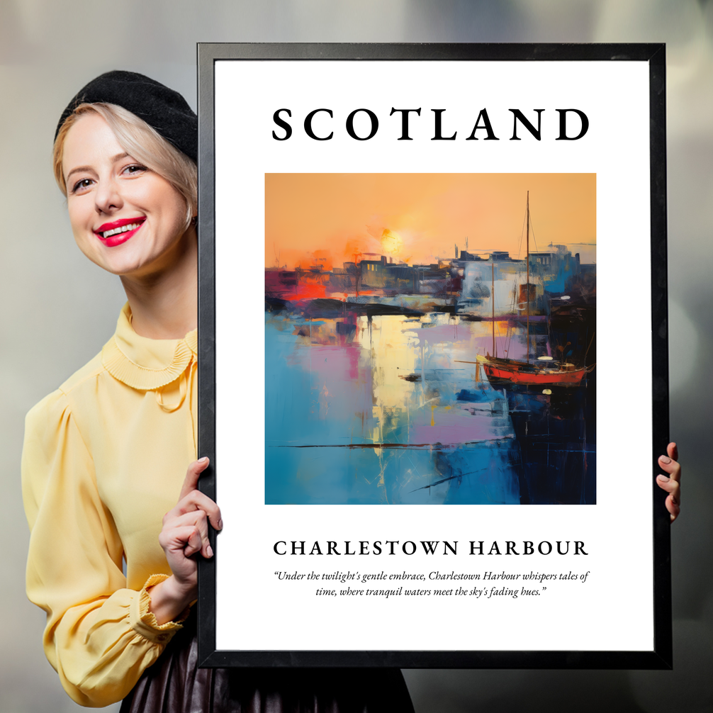 Person holding a poster of Charlestown Harbour