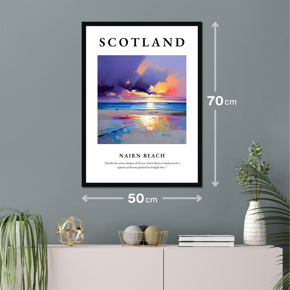 Poster of Nairn Beach hanging on a wall